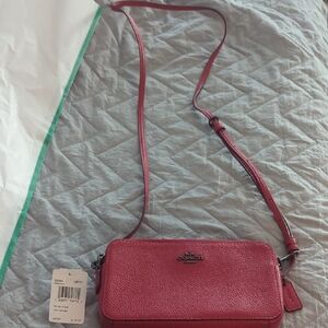 Coach Pebbled Leather Crossbody in Red